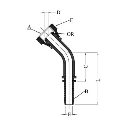 45° BSP FEMALE 60° CONE WITH O RING